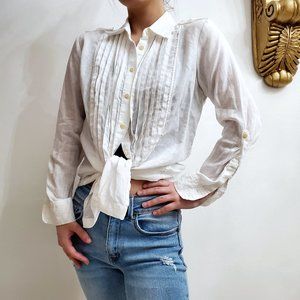 Banana Republic Tuxedo Linen Button Down Blouse